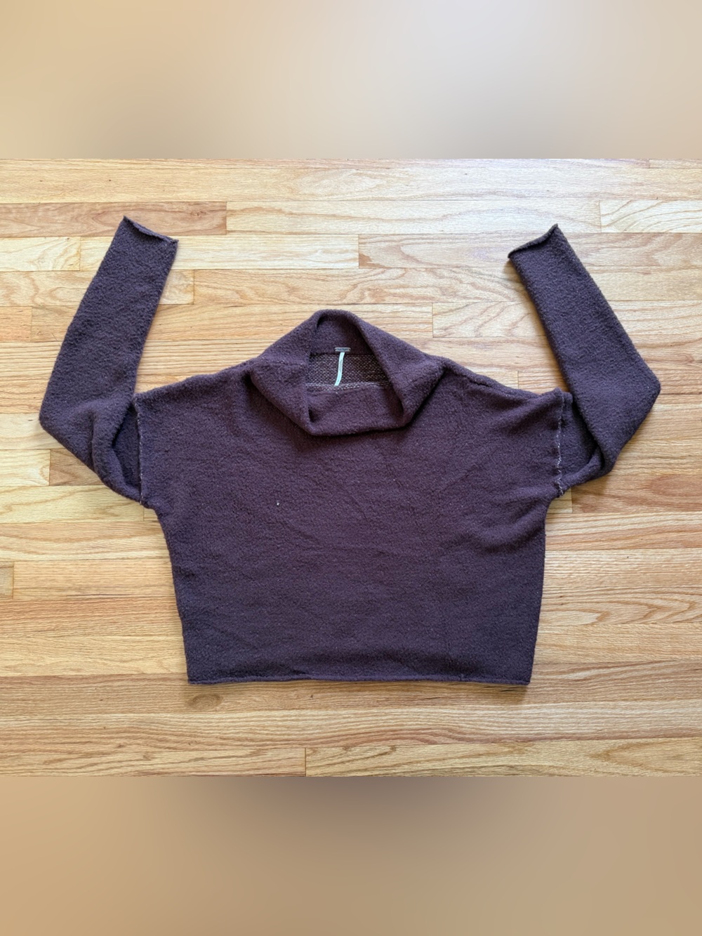 Free People Rich Chocolate Brown Cowl Neck Sweater S
